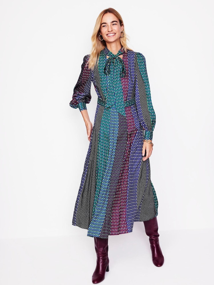 Boden Blue Pussy Bow Midi Dress - Image 2 of 6