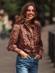 Boden Green Ruffled 100% Cotton Blouse - Image 1 of 5