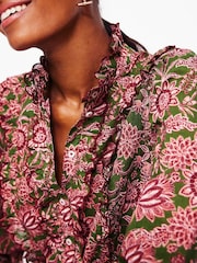 Boden Green Ruffled 100% Cotton Blouse - Image 3 of 5