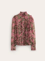 Boden Green Ruffled 100% Cotton Blouse - Image 5 of 5