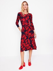 Boden Red Puff Sleeve Blouson Dress - Image 1 of 5