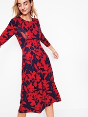 Boden Red Puff Sleeve Blouson Dress - Image 4 of 5