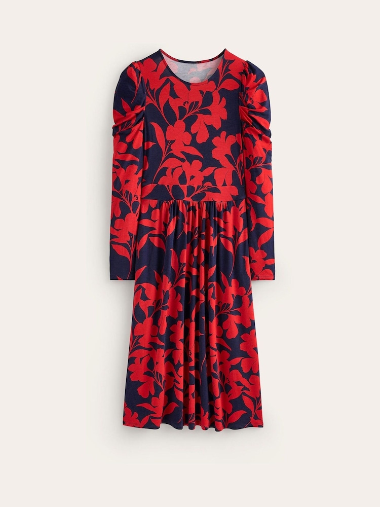 Boden Red Puff Sleeve Blouson Dress - Image 5 of 5