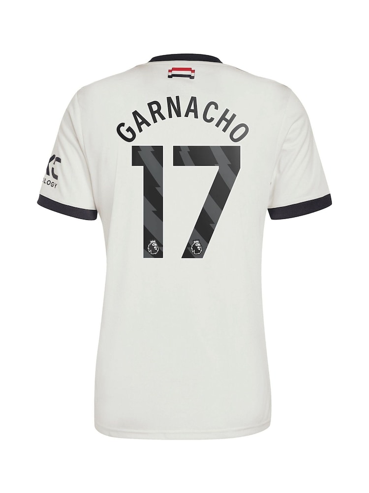 adidas White Manchester United EPL Third Shirt 2024-25 with Garnacho 17 Printing - Image 3 of 3