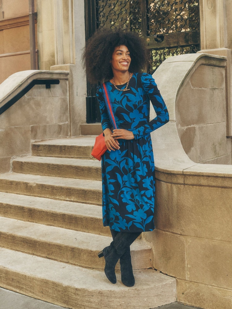 Boden Blue Puff Sleeve Blouson Dress - Image 1 of 6