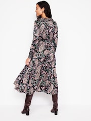 Boden Purple Shirred Ruffle Midi Dress - Image 3 of 6