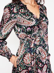 Boden Purple Shirred Ruffle Midi Dress - Image 4 of 6