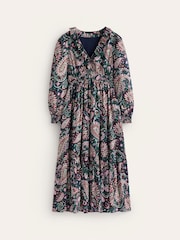 Boden Purple Shirred Ruffle Midi Dress - Image 6 of 6