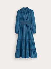 Boden Blue Shirred Waist Tier Midi Dress - Image 5 of 5