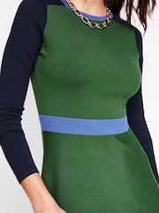 Boden Green Sam Colourblock Knitted Dress - Image 2 of 6