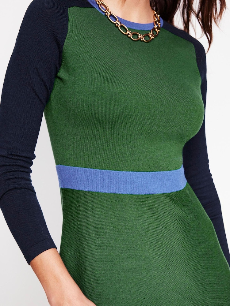 Boden Green Sam Colourblock Knitted Dress - Image 2 of 6