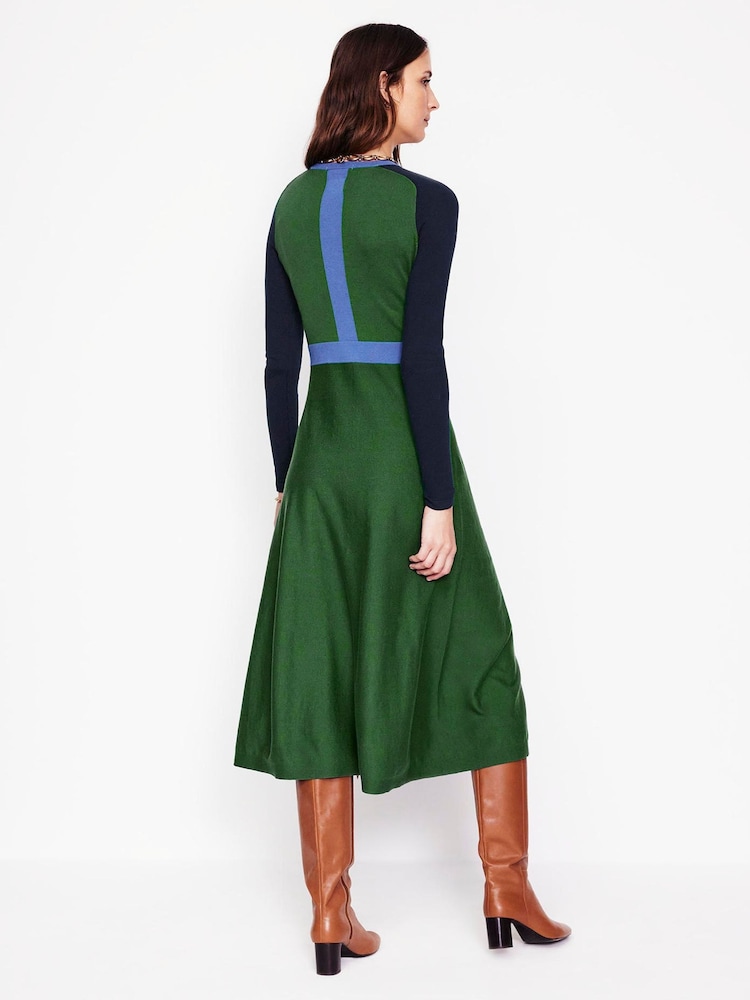 Boden Green Sam Colourblock Knitted Dress - Image 3 of 6
