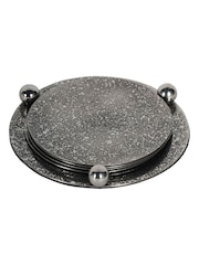 Libra Interiors Silver Dusky Finish Round Coaster Set 13cm - Image 2 of 5