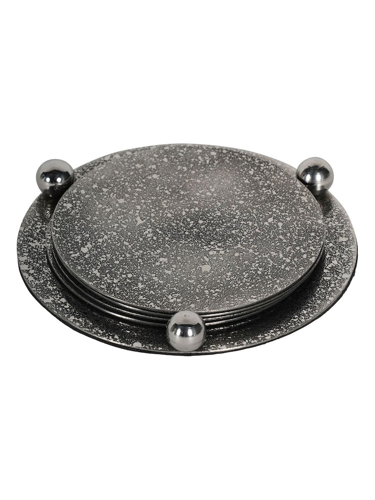 Libra Interiors Silver Dusky Finish Round Coaster Set 13cm - Image 2 of 5 Libra Interiors Silver Dusky Finish Round Coaster Set 13cm - Image 2 of 5