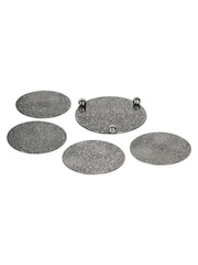 Libra Interiors Silver Dusky Finish Round Coaster Set 13cm - Image 3 of 5