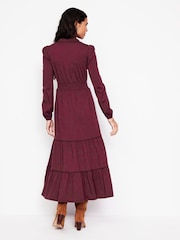 Boden Purple Shirred Waist Tier Midi Dress - Image 3 of 5