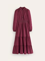 Boden Purple Shirred Waist Tier Midi Dress - Image 5 of 5