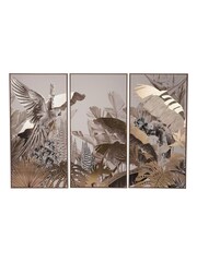 Libra Interiors Naturals Gold Framed Tropical Birds 3 Piece Canvas - Image 2 of 5