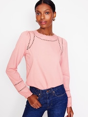Boden Pink Mila Long Sleeve 100% Cotton Top - Image 2 of 6