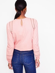 Boden Pink Mila Long Sleeve 100% Cotton Top - Image 3 of 6