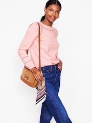Boden Pink Mila Long Sleeve 100% Cotton Top - Image 5 of 6