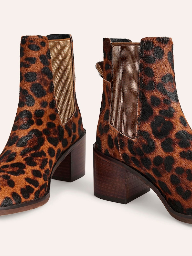 Boden Animal Leopard Print Block Heel Chelsea Boots - Image 3 of 4