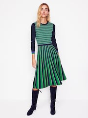 Boden Green Maria Jacquard Knitted Dress - Image 1 of 6