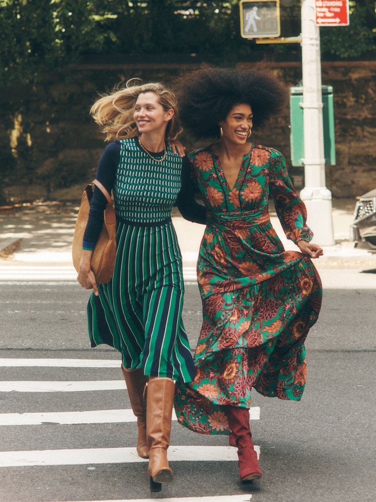 Boden Green Maria Jacquard Knitted Dress - Image 2 of 6