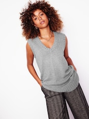 Boden Grey Longline V-Neck Tank Top - Image 1 of 6
