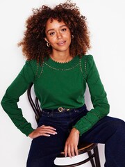 Boden Green 100% Cotton Mila Long Sleeve Top - Image 1 of 5