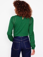 Boden Green 100% Cotton Mila Long Sleeve Top - Image 3 of 5
