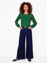 Boden Green 100% Cotton Mila Long Sleeve Top - Image 4 of 5