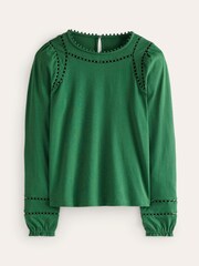 Boden Green 100% Cotton Mila Long Sleeve Top - Image 5 of 5