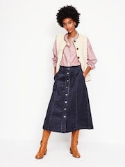 Boden Blue Petra Corduroy Midi Skirt - Image 1 of 5