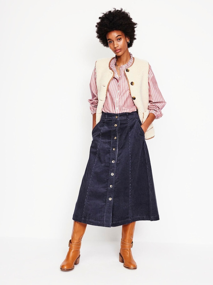 Boden Blue Petra Corduroy Midi Skirt - Image 1 of 5