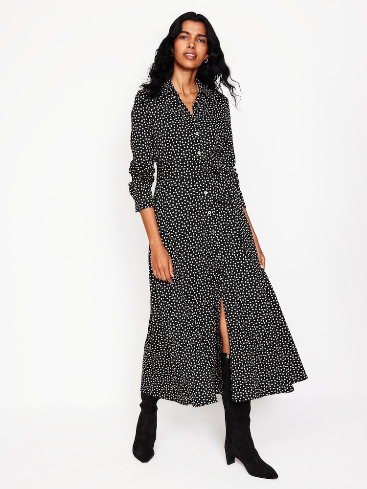 Boden Black Marcia Jersey Midi Shirt Dress - Image 1 of 5