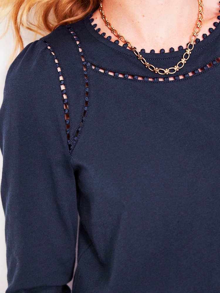Boden Blue Mila Long Sleeve 100% Cotton Top - Image 2 of 5