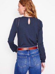 Boden Blue Mila Long Sleeve 100% Cotton Top - Image 3 of 5