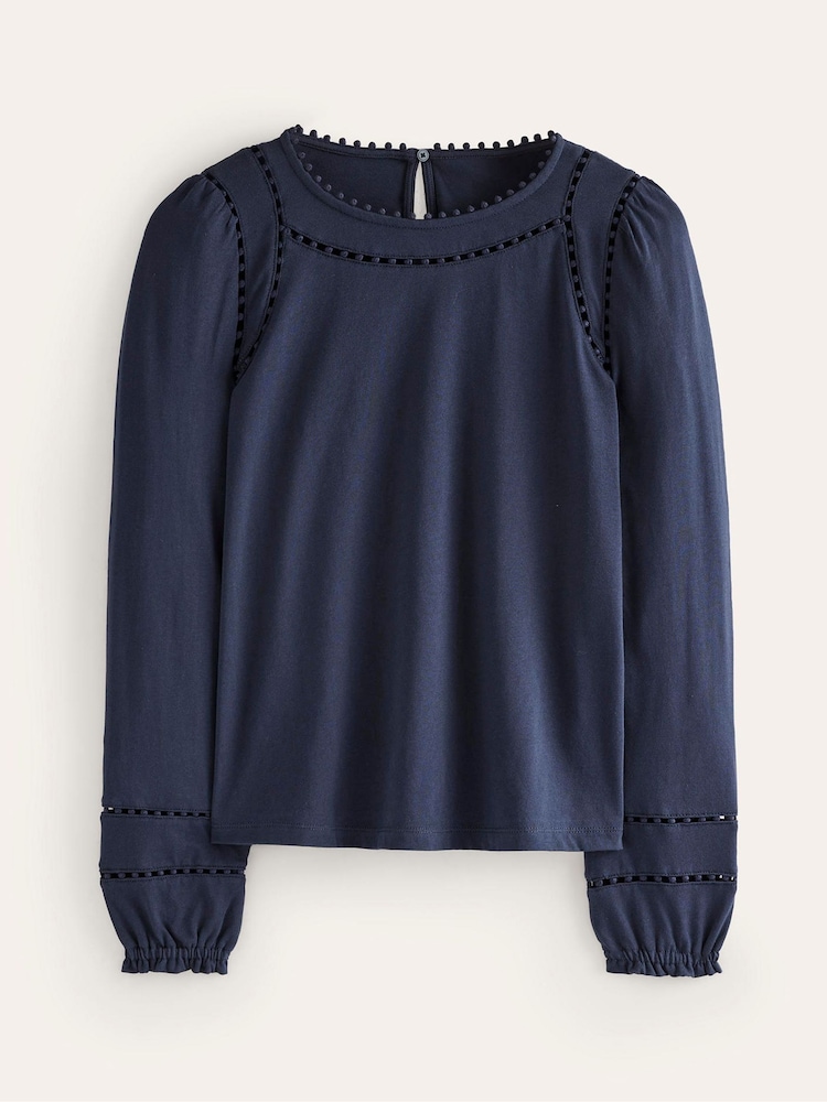 Boden Blue Mila Long Sleeve 100% Cotton Top - Image 5 of 5