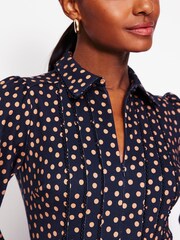 Boden Blue Piping Zip-up Ponte Dress - Image 3 of 6