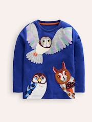 Boden Blue Owl Appliqué 100% Cotton T-Shirt - Image 1 of 3