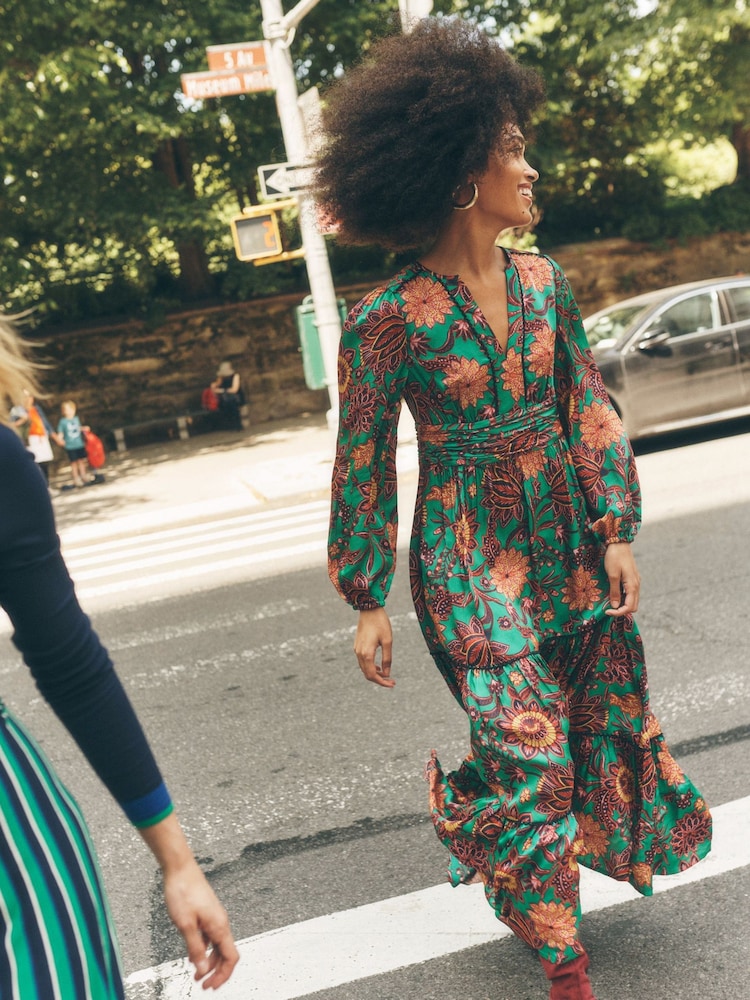 Boden Green Pippa Satin Maxi Dress - Image 1 of 7 Boden Green Pippa Satin Maxi Dress - Image 1 of 7
