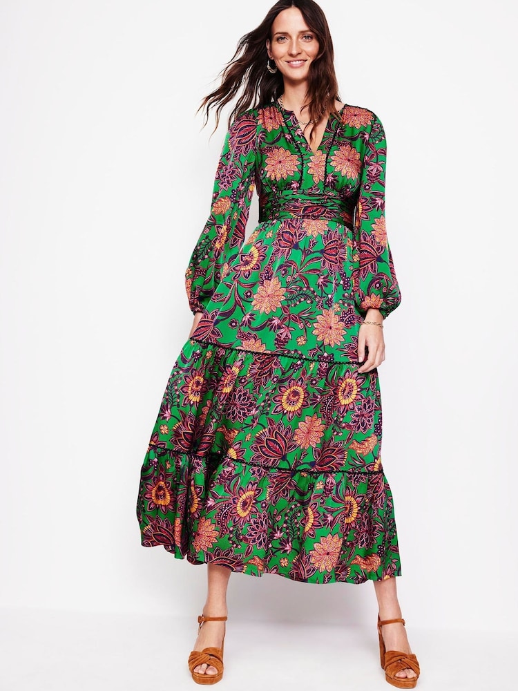 Boden Green Pippa Satin Maxi Dress - Image 2 of 7 Boden Green Pippa Satin Maxi Dress - Image 2 of 7
