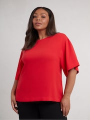 Live Unlimited Red Curve Woven Crepe Elevated T-Shirt - Image 4 of 5