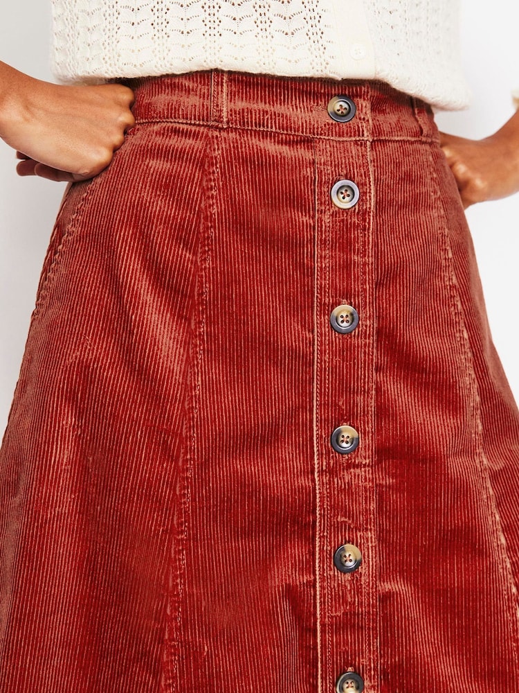 Boden Brown Petra Cord Midi Skirt - Image 2 of 5
