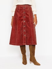Boden Brown Petra Cord Midi Skirt - Image 4 of 5