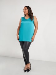 Live Unlimited Green Curve Satin V-Neck Vest - Image 1 of 4