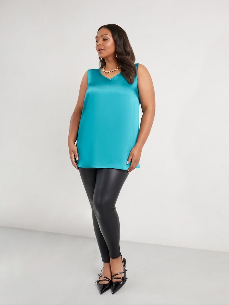 Live Unlimited Green Curve Satin V-Neck Vest - Image 1 of 4
