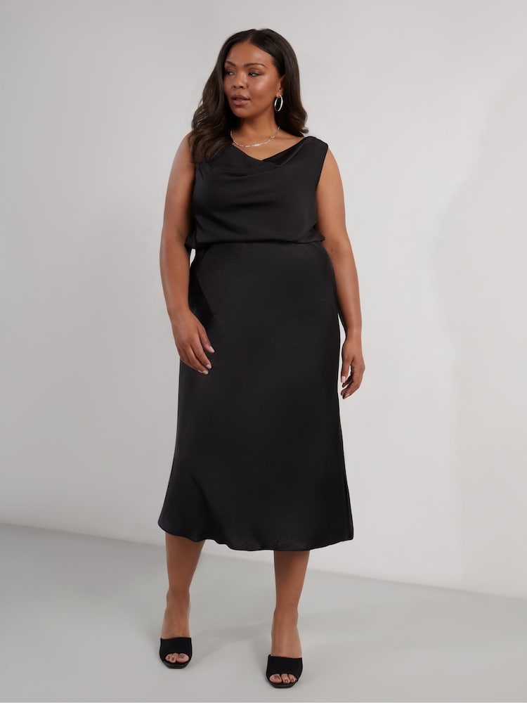Live Unlimited Black Curve Satin Skirt - Image 1 of 4