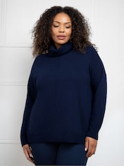 Live Unlimited Blue Curve Roll Neck Jumper - Image 1 of 4